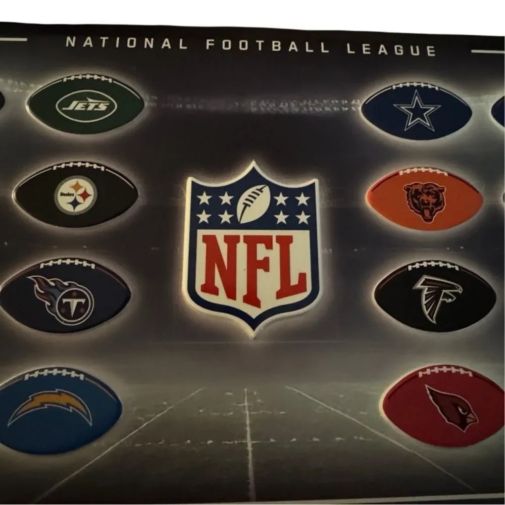 NFL Team Logo Metal Sign Black and Multicolor Game Room Man Cave 24.5” x 9”